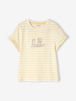 T-shirt rayé fille manches courtes volantées  - vertbaudet enfant