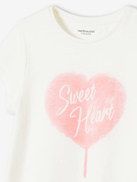 Tee-shirt à message Basics fille corail+écru+fraise+marine+rose bonbon+rouge+vanille+vert sapin 10 - vertbaudet enfant 