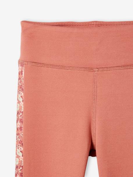 Legging sport matière technique fille bande côtés motifs fleurs terracotta 7 - vertbaudet enfant 