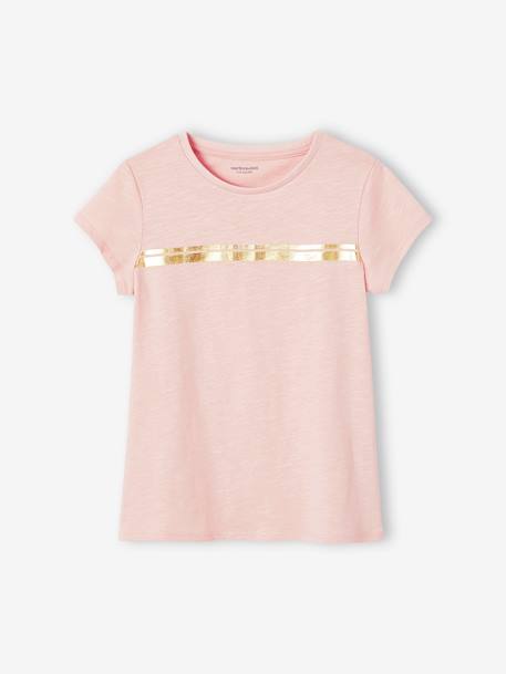 T-shirt de sport Basics fille rayures irisées placées écru+gris chiné+lilas+rose poudré 17 - vertbaudet enfant 