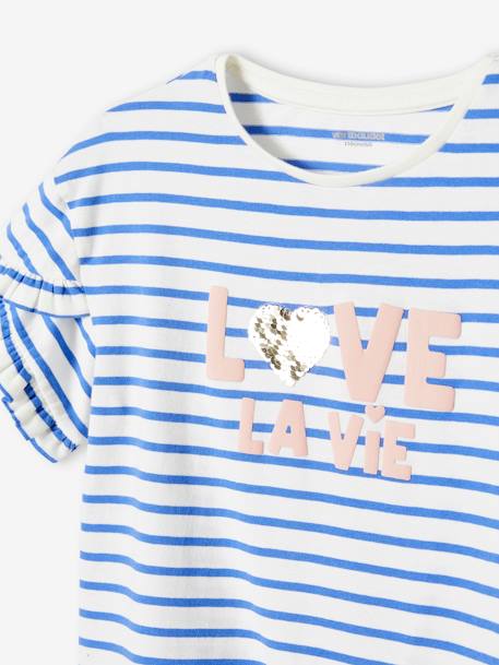 Tee-shirt fantaisie fille manches courtes marine+rayé bleu 8 - vertbaudet enfant 