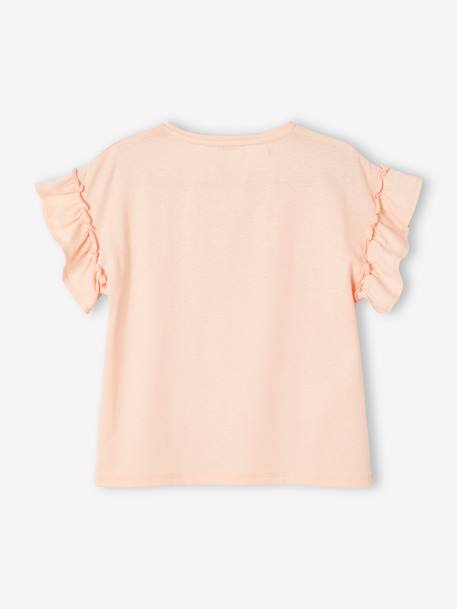T-shirt à message en encre gonflante fille manches courtes volantées rose pâle 5 - vertbaudet enfant 