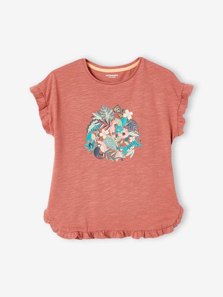 Fille-T-shirt, sous-pull-T-shirt-Tee-shirt volanté motif à sequins fille