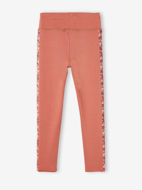 Legging sport matière technique fille bande côtés motifs fleurs terracotta 6 - vertbaudet enfant 