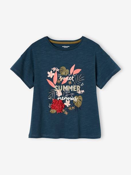 Fille-T-shirt, sous-pull-T-shirt-T-shirt fille animation relief et détails irisés fille