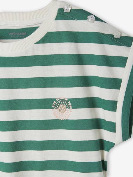 T-shirt rayé personnalisable fille rayé rose+rayé vert 10 - vertbaudet enfant 