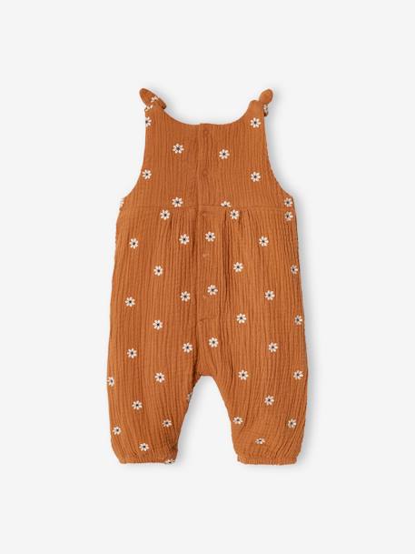 Combinaison bébé naissance brodée en gaze de coton cacao+écru+rose pâle+tilleul 2 - vertbaudet enfant 