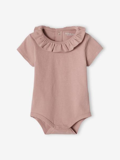 Lot de 2 bodies bébé col fantaisie manches courtes ouverture dos lilas poudré+lot blanc 3 - vertbaudet enfant 