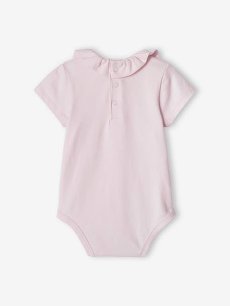 Lot de 2 bodies bébé col fantaisie manches courtes ouverture dos lilas poudré+lot blanc 4 - vertbaudet enfant 