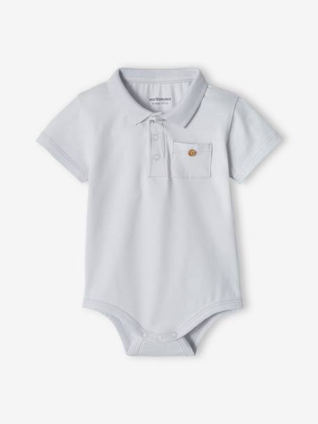 Lot de 2 bodies bébé naissance ouverture polo avec poche bleu ciel+lot encre 3 - vertbaudet enfant 