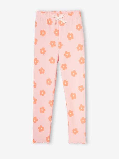 Legging imprimé en maille côtelée fille noisette+rose pâle+vert de gris 10 - vertbaudet enfant 