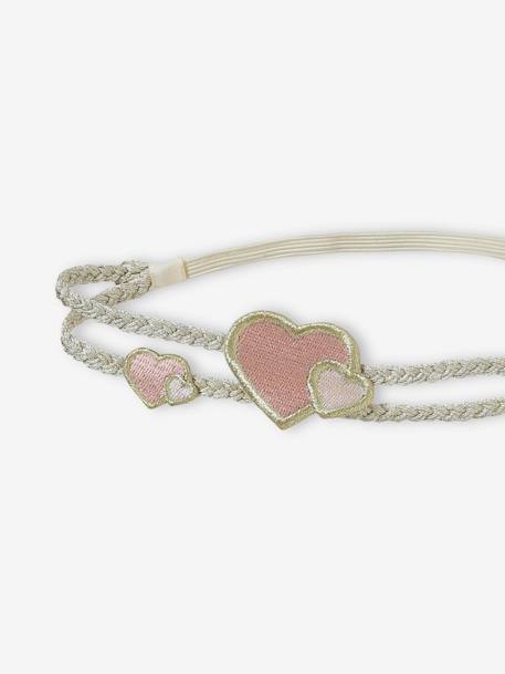 Headband tressé avec coeurs appliqués rose pâle 2 - vertbaudet enfant 