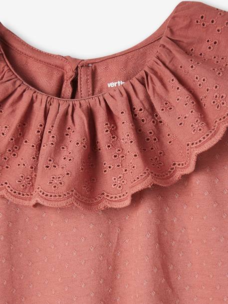 T-shirt à collerette en broderie anglaise fille écru+vert sauge+vieux rose 12 - vertbaudet enfant 