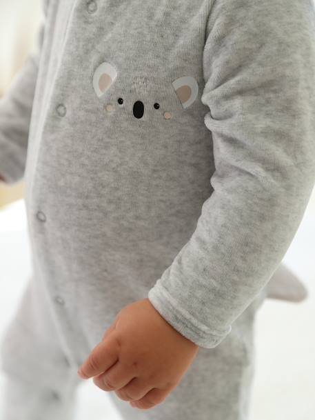 Dors-bien animal bébé en velours gris chiné 3 - vertbaudet enfant 