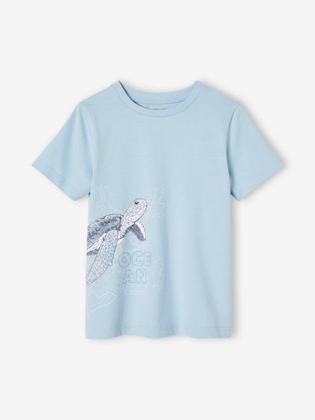 T-shirt animal en coton bio garçon bleu ciel+vert sauge 2 - vertbaudet enfant 