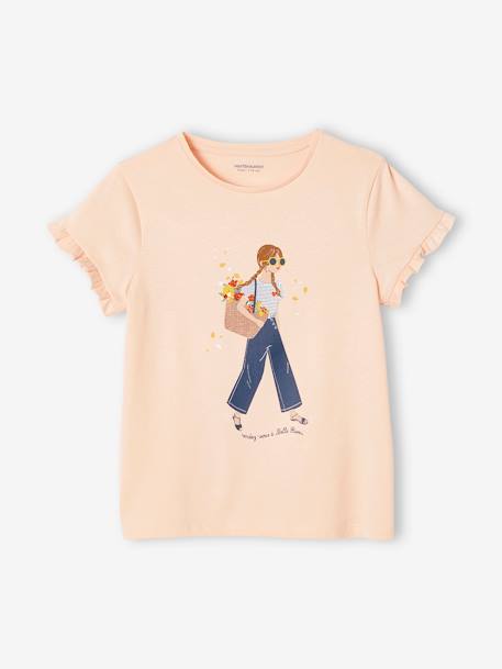 Fille-T-shirt, sous-pull-T-shirt-Tee-shirt "Egérie" fille manches courtes volantées