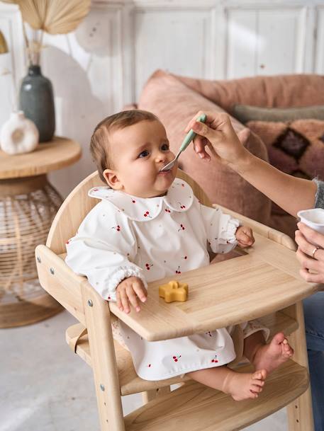 Bavoir tablier manches longues avec col blanc imprimé+rose imprimé 6 - vertbaudet enfant 