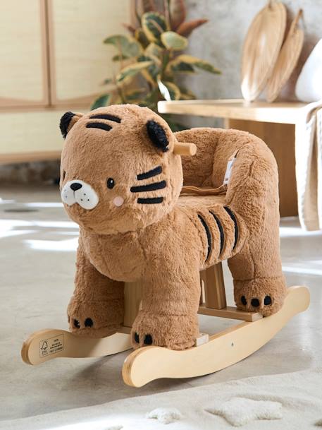 Tigre à bascule bébé en bois FSC® JAUNE MOYEN UNI AVEC DECOR 3 - vertbaudet enfant 