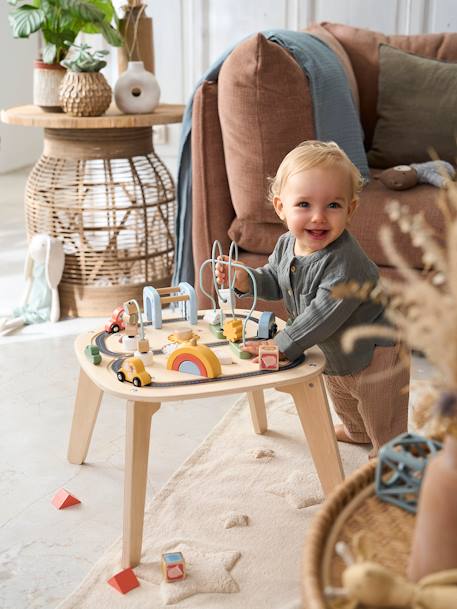 Table d'activités circuit de voitures en bois FSC® beige 1 - vertbaudet enfant 