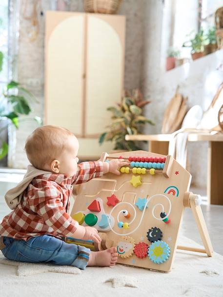 Planche d'activités verticale en bois FSC® beige+multicolore 5 - vertbaudet enfant 