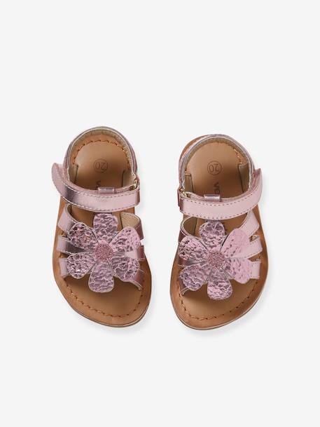 Sandales scratchées en cuir bébé fille rose 5 - vertbaudet enfant 