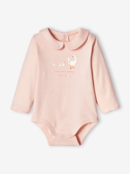 Body manches longues col claudine bébé rose pâle 2 - vertbaudet enfant 