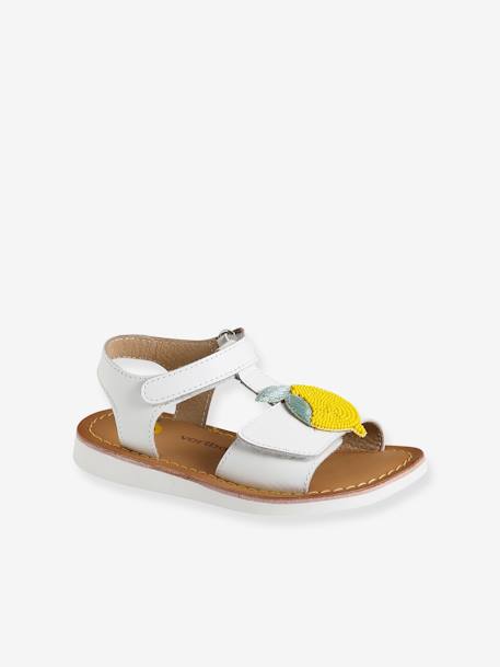 Sandales en cuir fille collection maternelle blanc 2 - vertbaudet enfant 