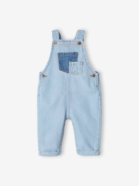 Salopette en denim bébé poches contrastées denim bleached 2 - vertbaudet enfant 