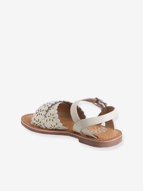 Sandales brides croisées cuir fille blanc 3 - vertbaudet enfant 