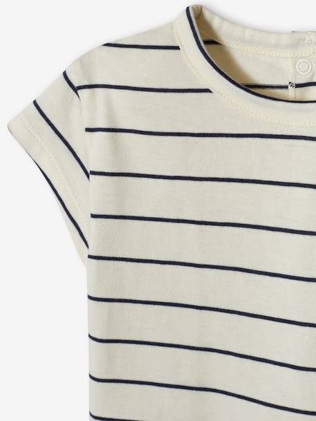 Lot de 2 T-shirts basics bébé manches courtes bleu grisé+caramel 6 - vertbaudet enfant 