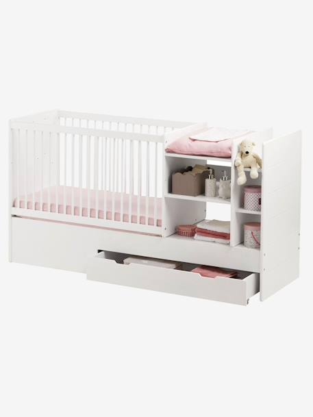 Lit combiné 4 en 1 avec rangements et table à langer EVOLUNID blanc 5 - vertbaudet enfant 