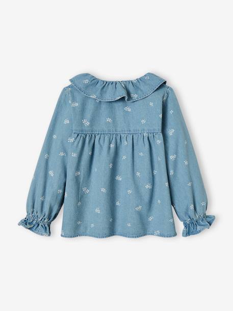 Chemise denim à collerette motifs fleurs fille double stone 2 - vertbaudet enfant 