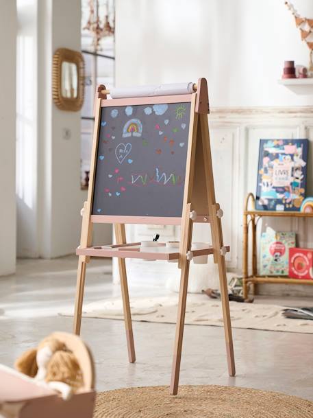 Tableau pliable et réglable en hauteur 3 en 1 en bois FSC® marine+multicolore+Rose 24 - vertbaudet enfant 