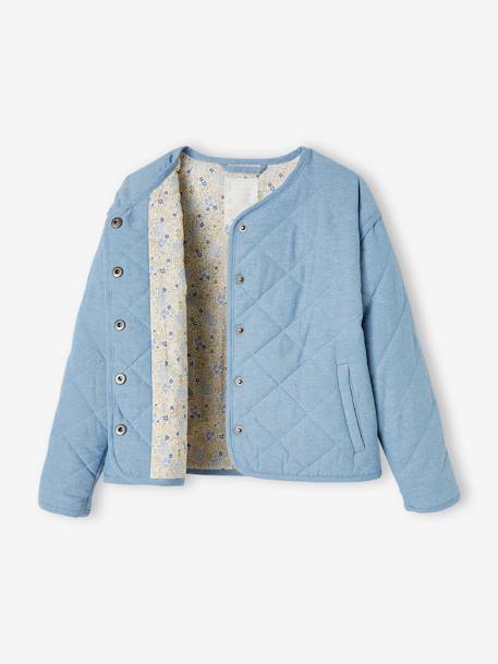 Veste matelassée en chambray fille doublure fleurie double stone 4 - vertbaudet enfant 