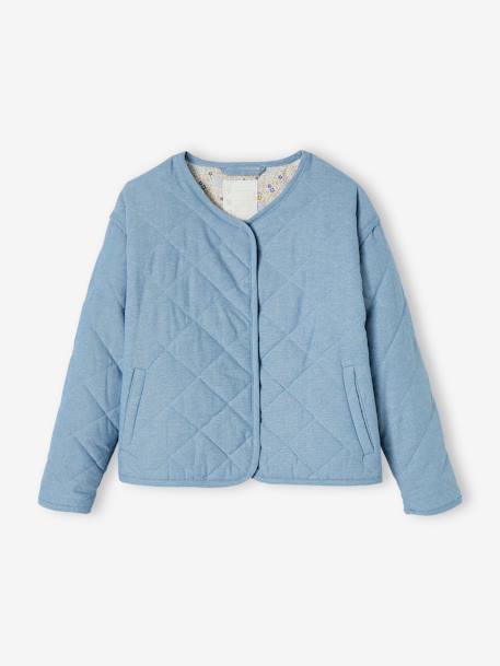 Veste matelassée en chambray fille doublure fleurie double stone 3 - vertbaudet enfant 