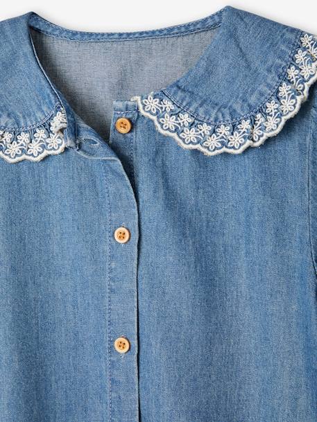 Chemise en jean col claudine fille manches courtes stone 5 - vertbaudet enfant 