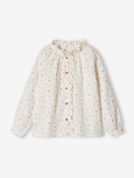 Chemise à volants en gaze de coton fille personnalisable  - vertbaudet enfant