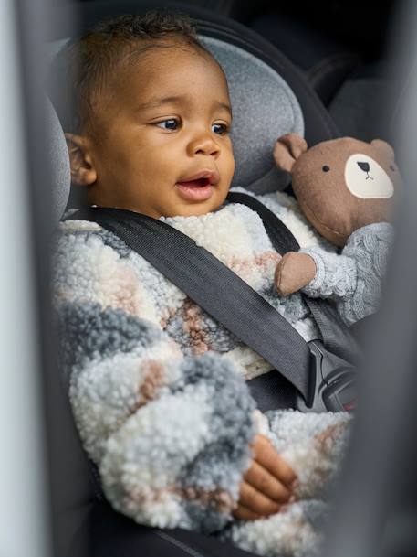 Combinaison de transport en sherpa CARREAUX gris / écru+rose / écru 3 - vertbaudet enfant 