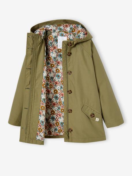 Trench à capuche mi-saison fille beige+kaki 12 - vertbaudet enfant 