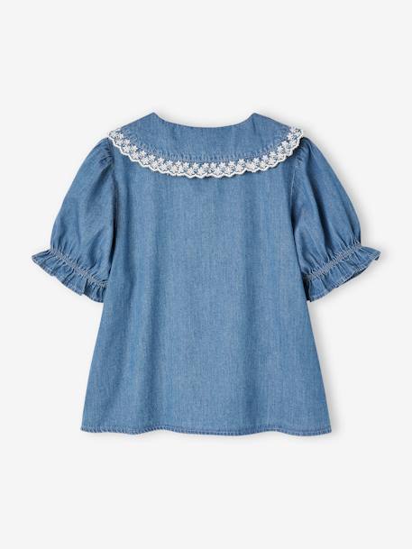 Chemise en jean col claudine fille manches courtes stone 4 - vertbaudet enfant 