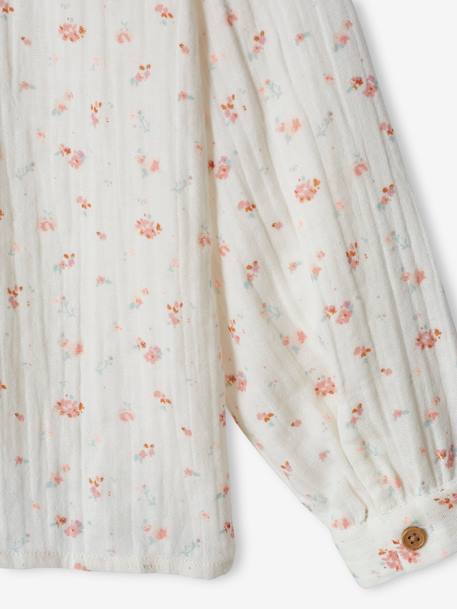 Chemise à volants en gaze de coton fille personnalisable écru+rose pâle+tomette+vert d'eau 4 - vertbaudet enfant 