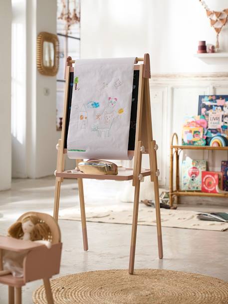 Tableau pliable et réglable en hauteur 3 en 1 en bois FSC® marine+multicolore+Rose 25 - vertbaudet enfant 