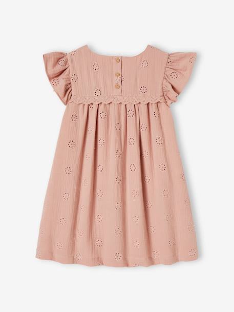 Robe cérémonie brodée fleurs en gaze de coton fille bleu pâle+jaune pastel+rose poudré+vanille 11 - vertbaudet enfant 