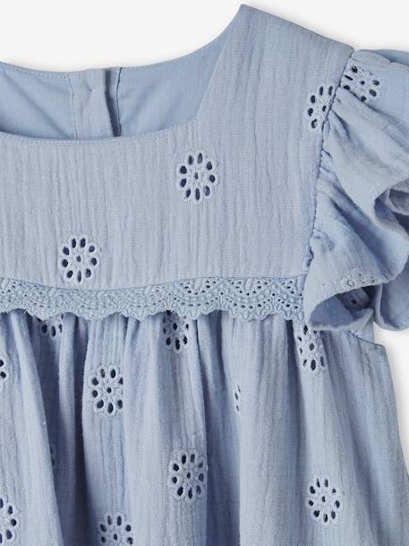 Robe cérémonie en broderie anglaise fille gaze de coton bleu pâle+jaune pastel+rose poudré+vanille 3 - vertbaudet enfant 