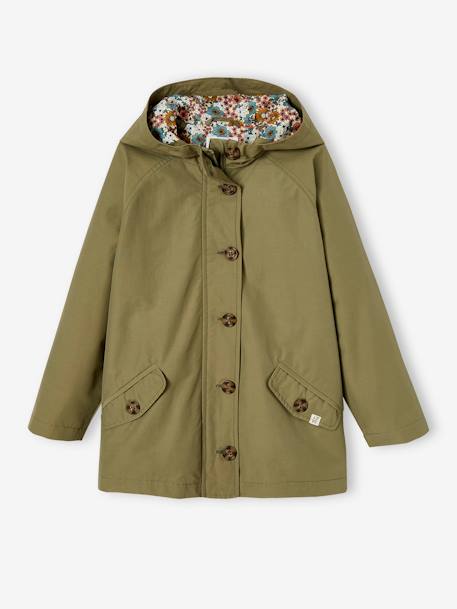 Trench à capuche mi-saison fille beige+kaki 11 - vertbaudet enfant 