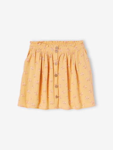 Jupe couleur en gaze de coton fille bleu grisé+corail+jaune pâle+pistache+rose 11 - vertbaudet enfant 