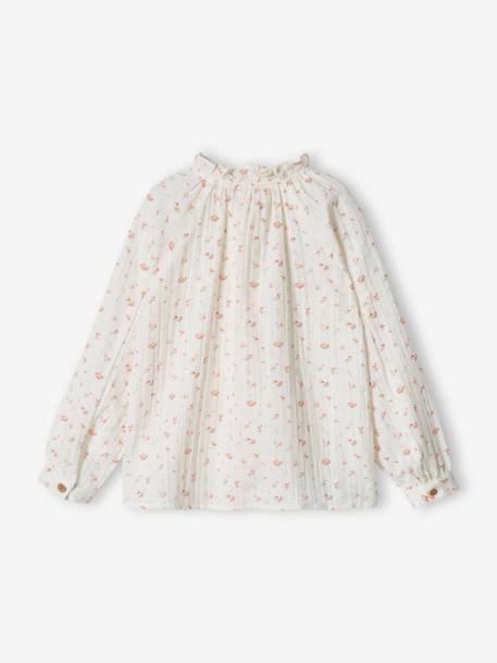 Chemise à volants en gaze de coton fille personnalisable écru+rose pâle+tomette+vert d'eau 2 - vertbaudet enfant 