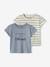 Lot de 2 T-shirts basics bébé manches courtes bleu grisé+caramel 1 - vertbaudet enfant 