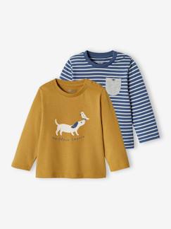 -Lot de 2 T-shirts bébé motif animal et rayé