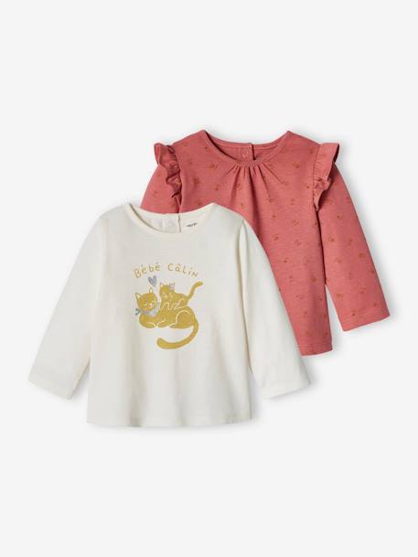 Lot de 2 T-shirts basics bébé manches longues écru 1 - vertbaudet enfant 